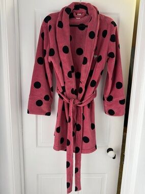 PINK Victoria's Secret Pink Robe with Black Polka Dots